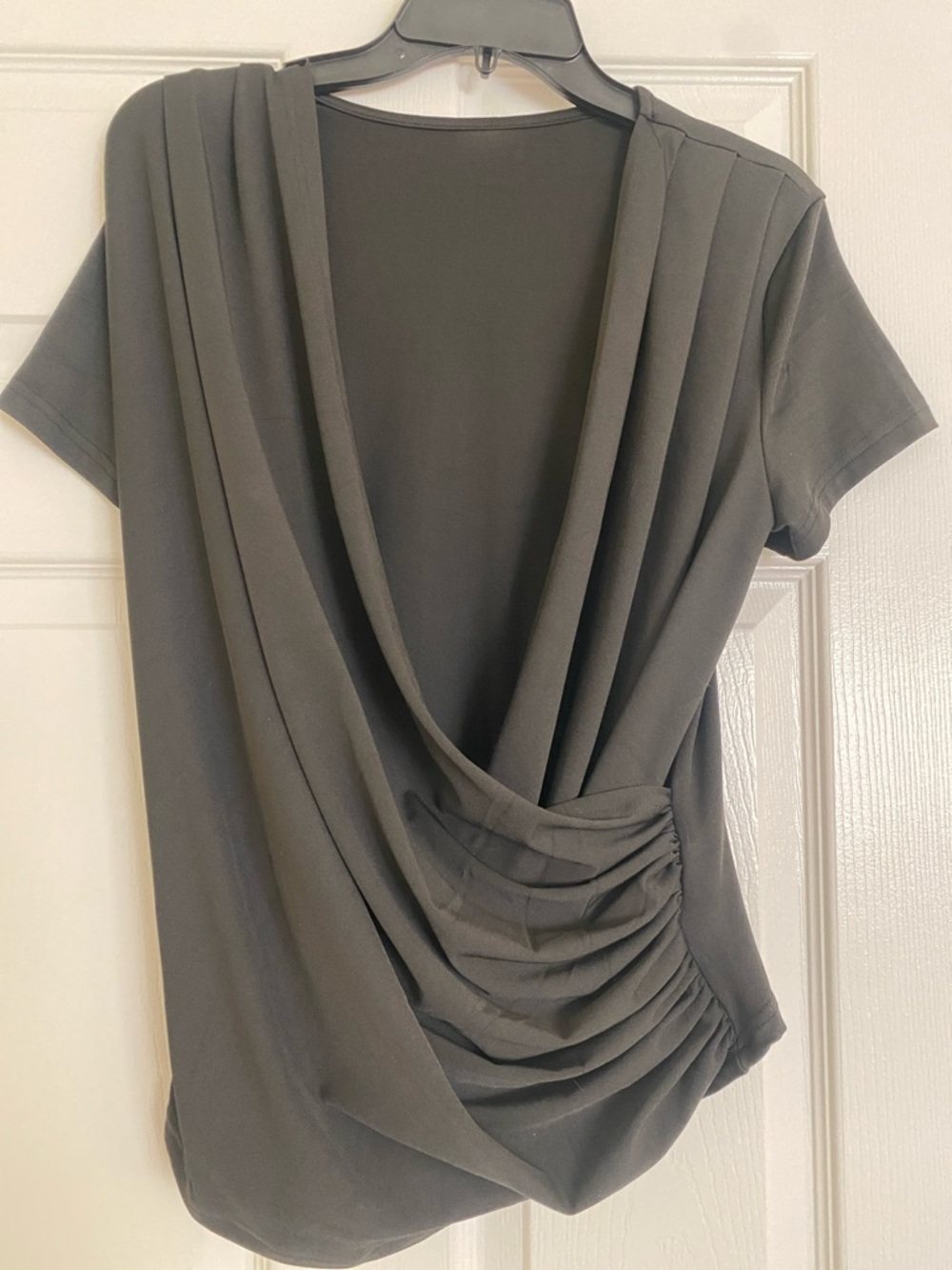 Draped Ruched Short-Sleeve Top - Black 
Never worn